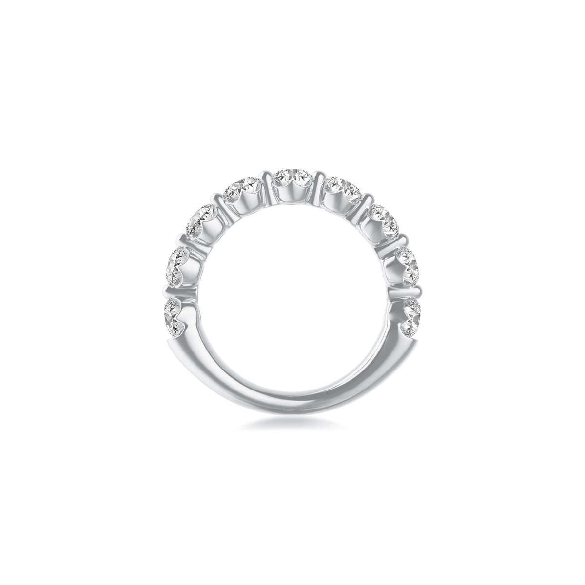 14k White Gold Lab Grown Round Diamond Shared Prong Band 2.00cttw