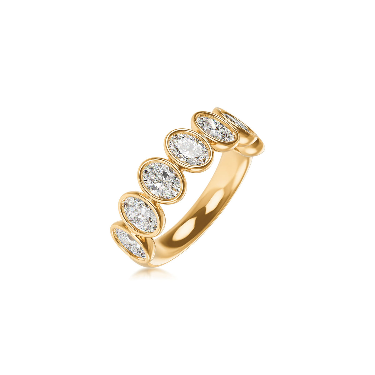 14k Yellow Gold Lab Grown Oval Diamond Bezel Set Band 2.50cttw