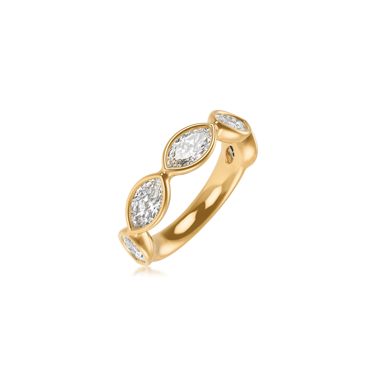 14k Yellow Gold Lab Grown Marquise Diamond Bezel Set Band 3.00cttw