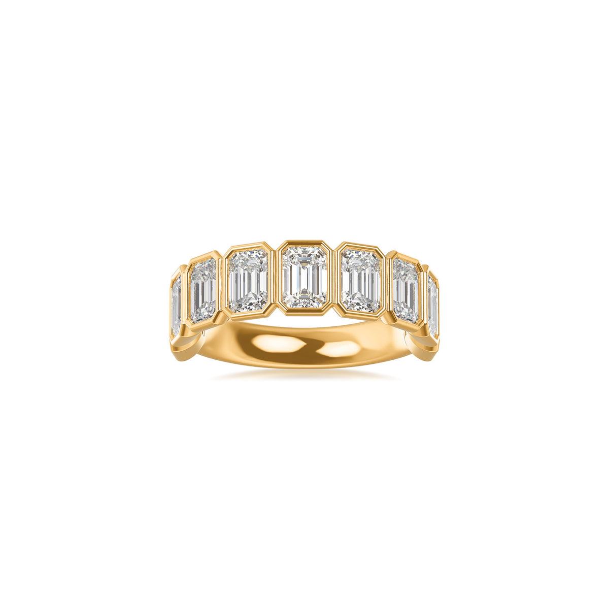 14k Yellow Gold Lab Grown Emerald Diamond Bezel Set Band 4.00cttw