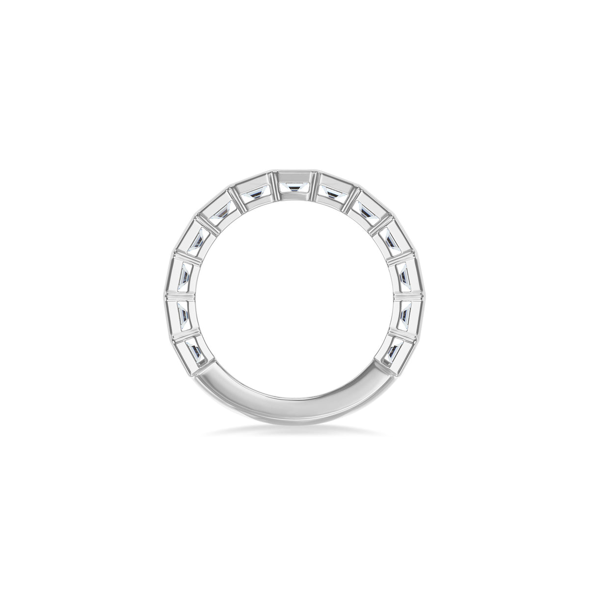 14k White Gold Lab Grown Emerald  Diamond Bezel Set Band 5.00cttw