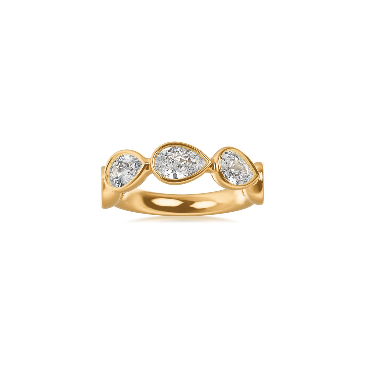 14k Yellow Gold Lab Grown Pear Diamond Bezel Set Band 3.00cttw