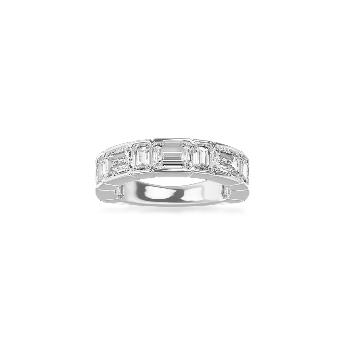 14k White Gold Lab Grown Emerald Diamond Band