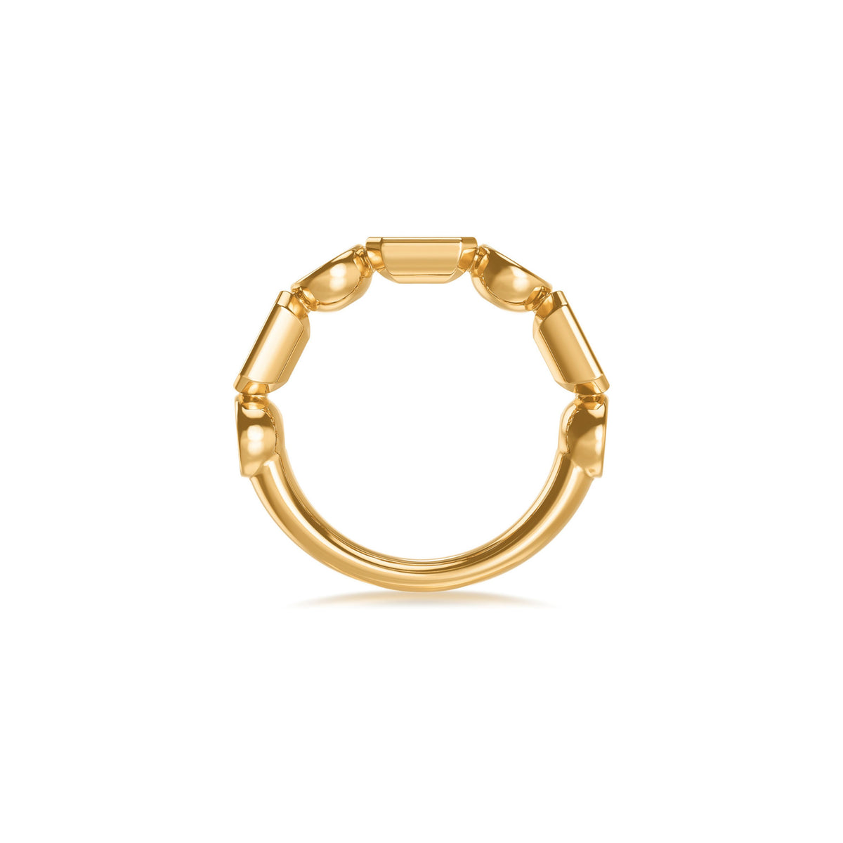 14k Yellow Gold Lab Grown Round and Emerald Diamond Alternating Band 3.08cttw