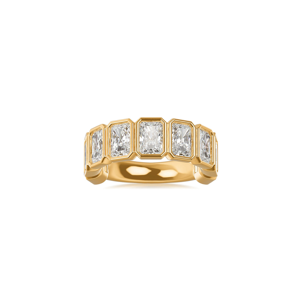 14k Yellow Gold Lab Grown Radiant Diamond Bezel Set Band 4.00cttw