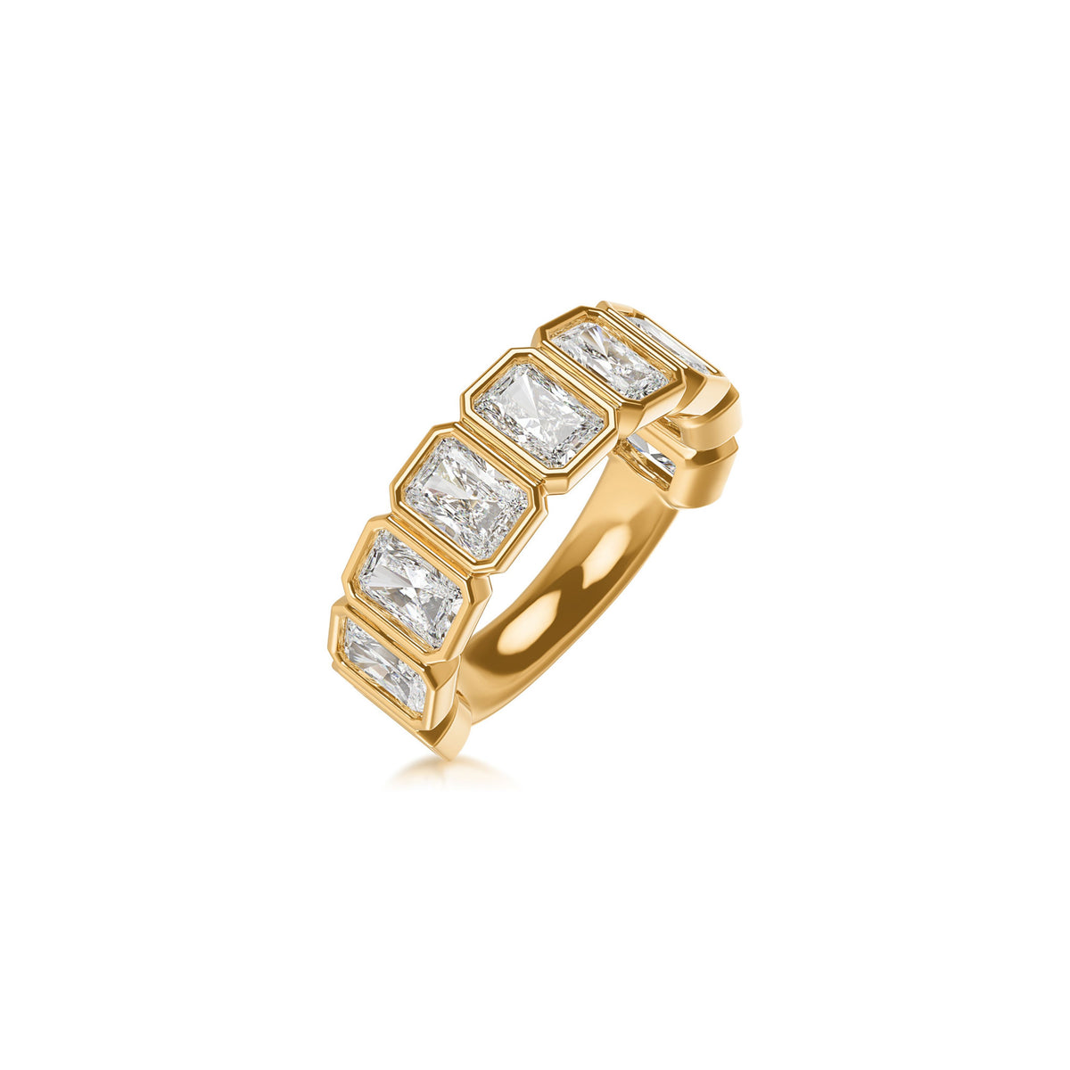 14k Yellow Gold Lab Grown Radiant Diamond Bezel Set Band 4.00cttw