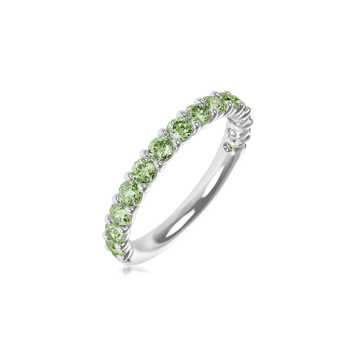 14k White Gold Lab Grown Green Diamond Shared Prong Band 1.00cttw
