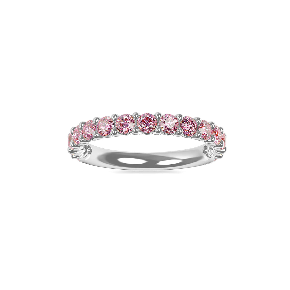14k White Gold Lab Grown Pink Diamond Shared Prong Band 1.00cttw