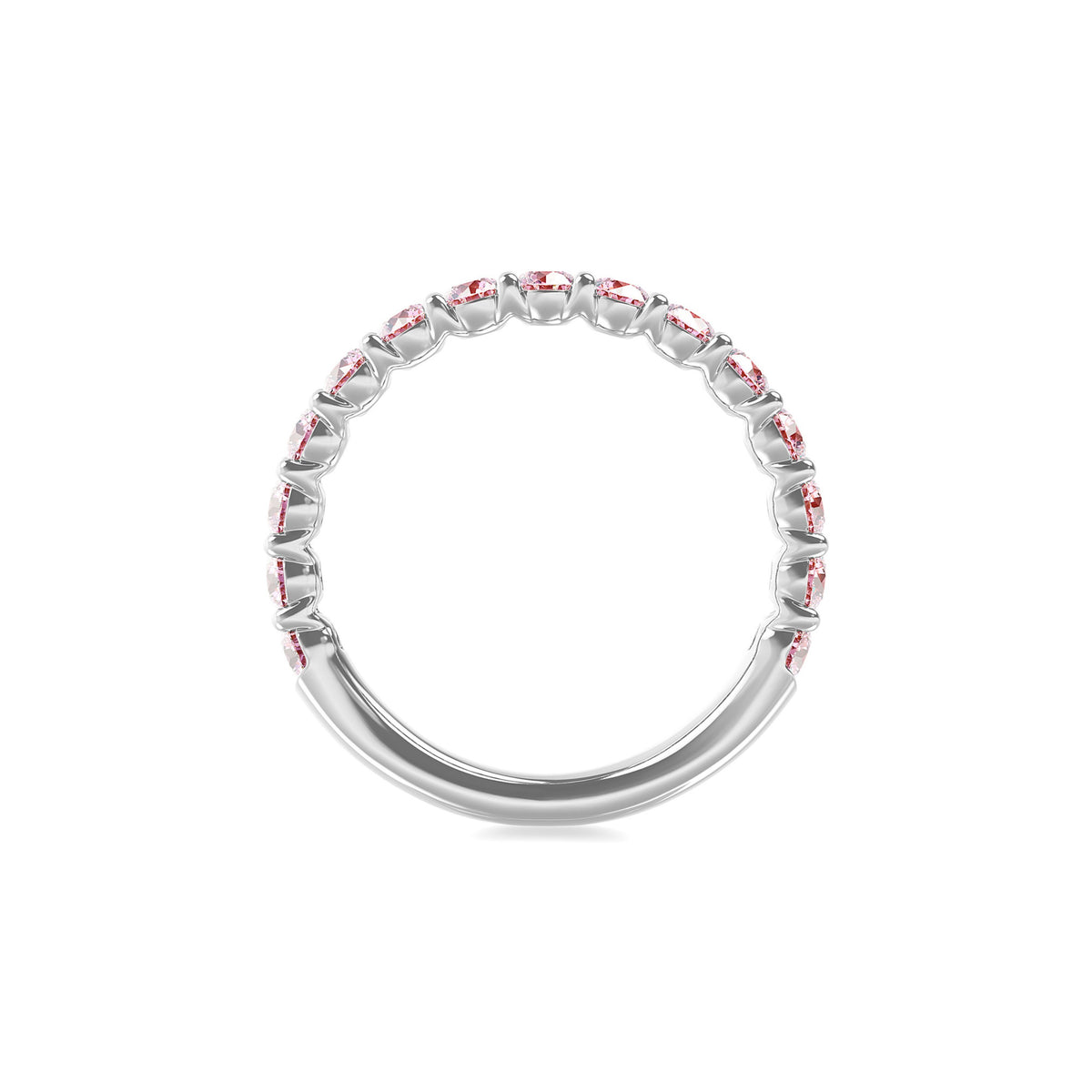 14k White Gold Lab Grown Pink Diamond Shared Prong Band 1.00cttw
