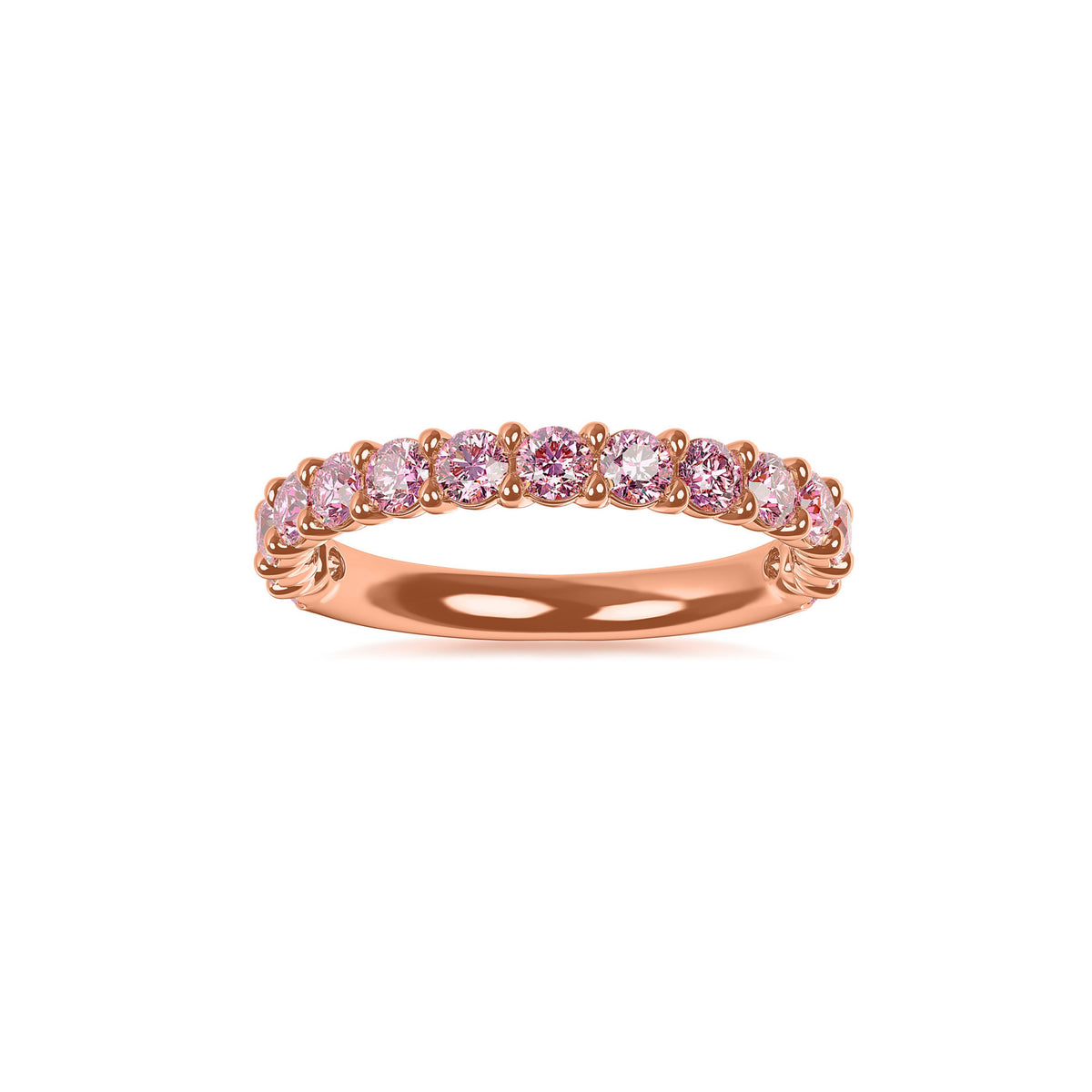 14k Rose Gold Lab Grown Pink Diamond Shared Prong Band 1.00cttw