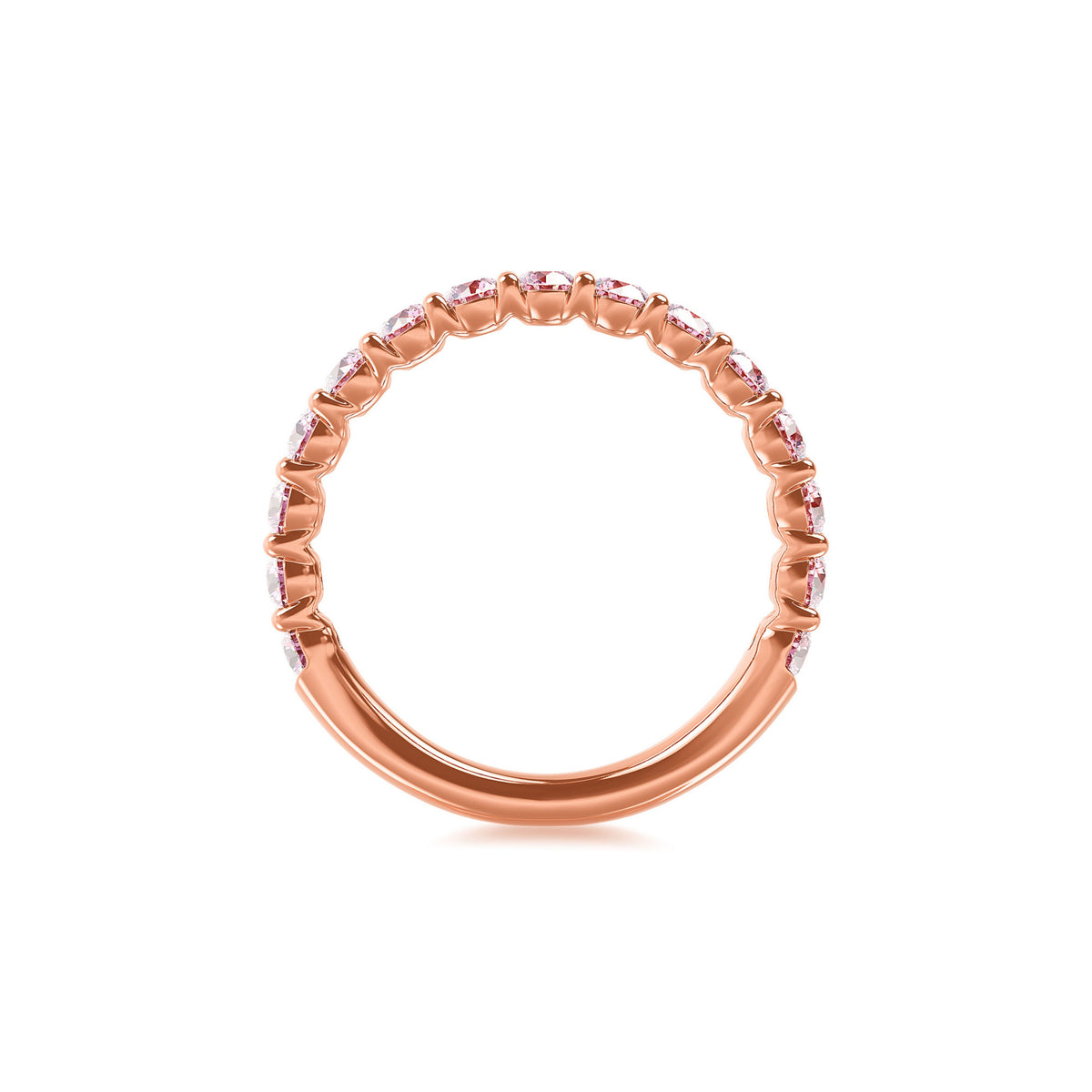 14k Rose Gold Lab Grown Pink Diamond Shared Prong Band 1.00cttw