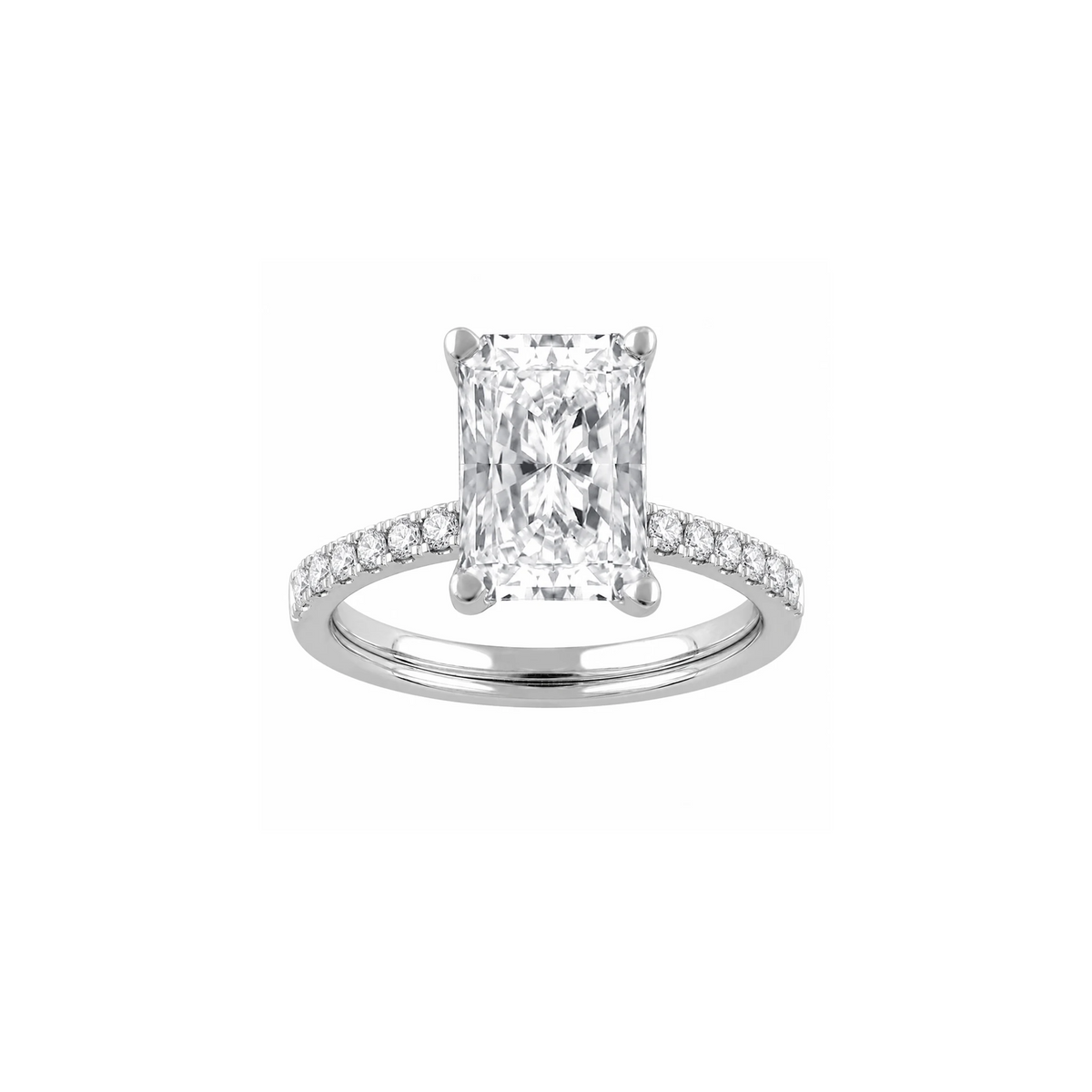 14k White Gold Lab Grown 3.12ct Radiant Diamond Engagement Ring