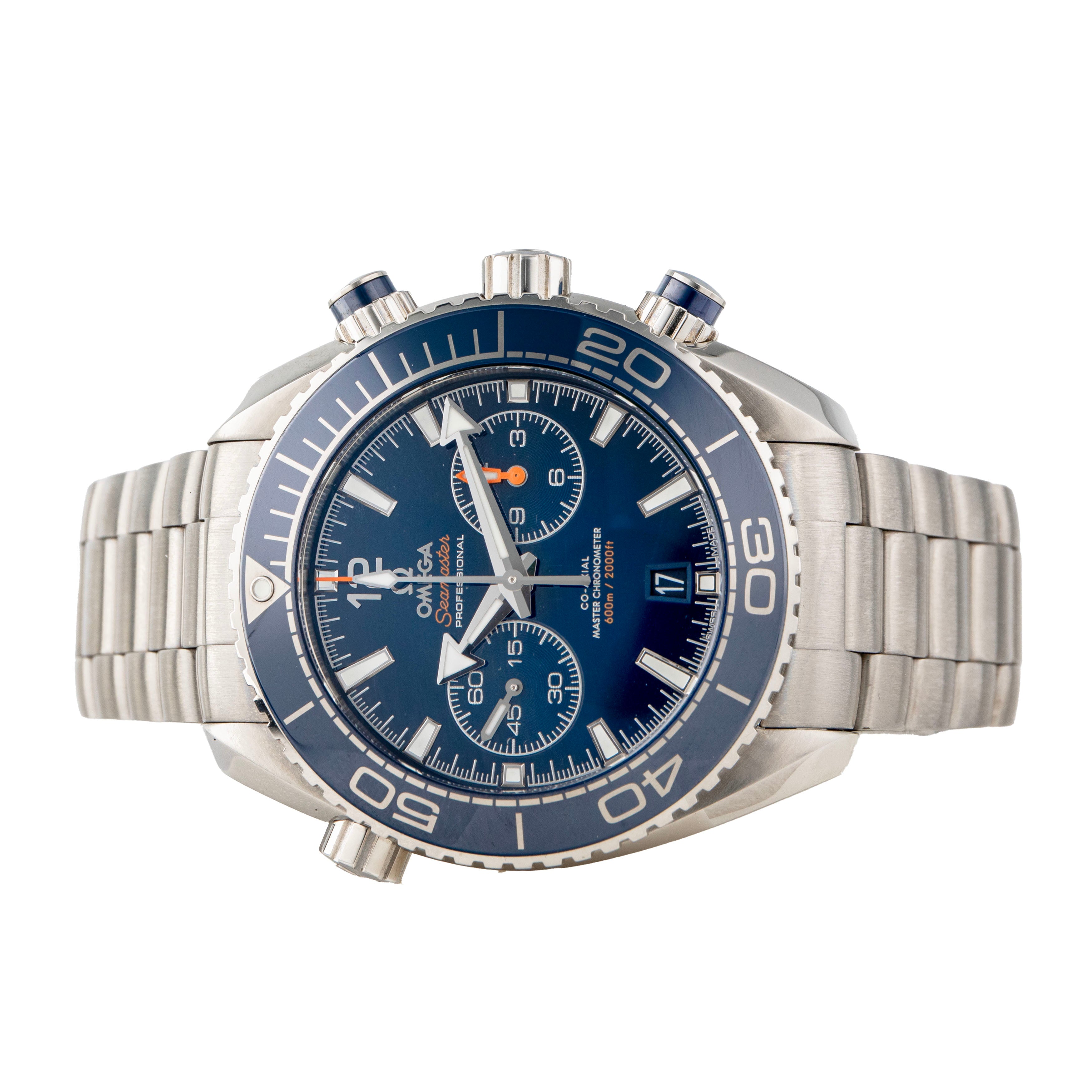 Omega Seamaster Planet Ocean 600m Chronograph Stainless Steel Blue Dial 45.5mm 215.30.46.51.03.001 Full Set