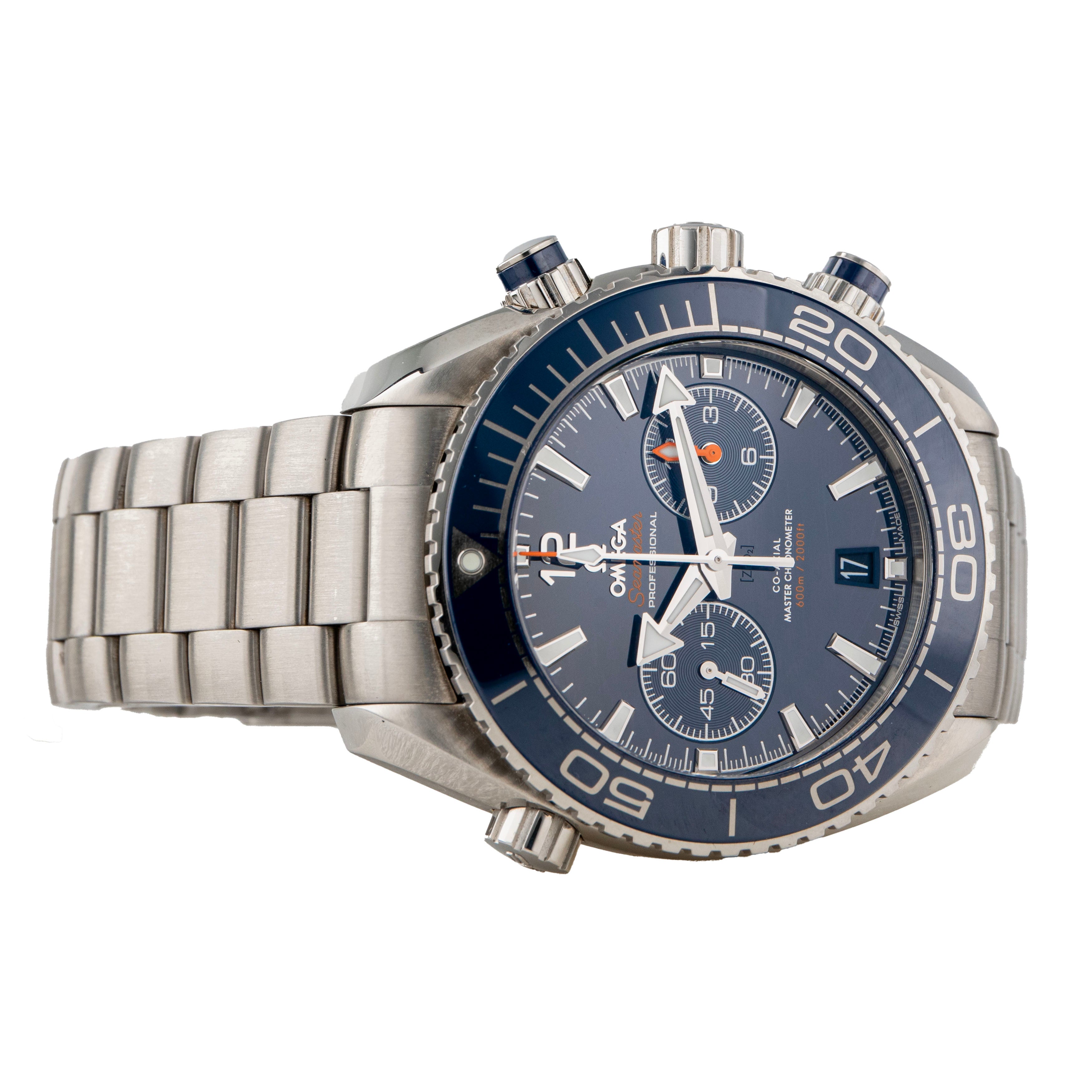 Omega Seamaster Planet Ocean 600m Chronograph Stainless Steel Blue Dial 45.5mm 215.30.46.51.03.001 Full Set
