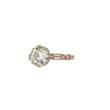 18K Rose Gold Brilliant Round Diamond Hand Engraved Engagement Ring