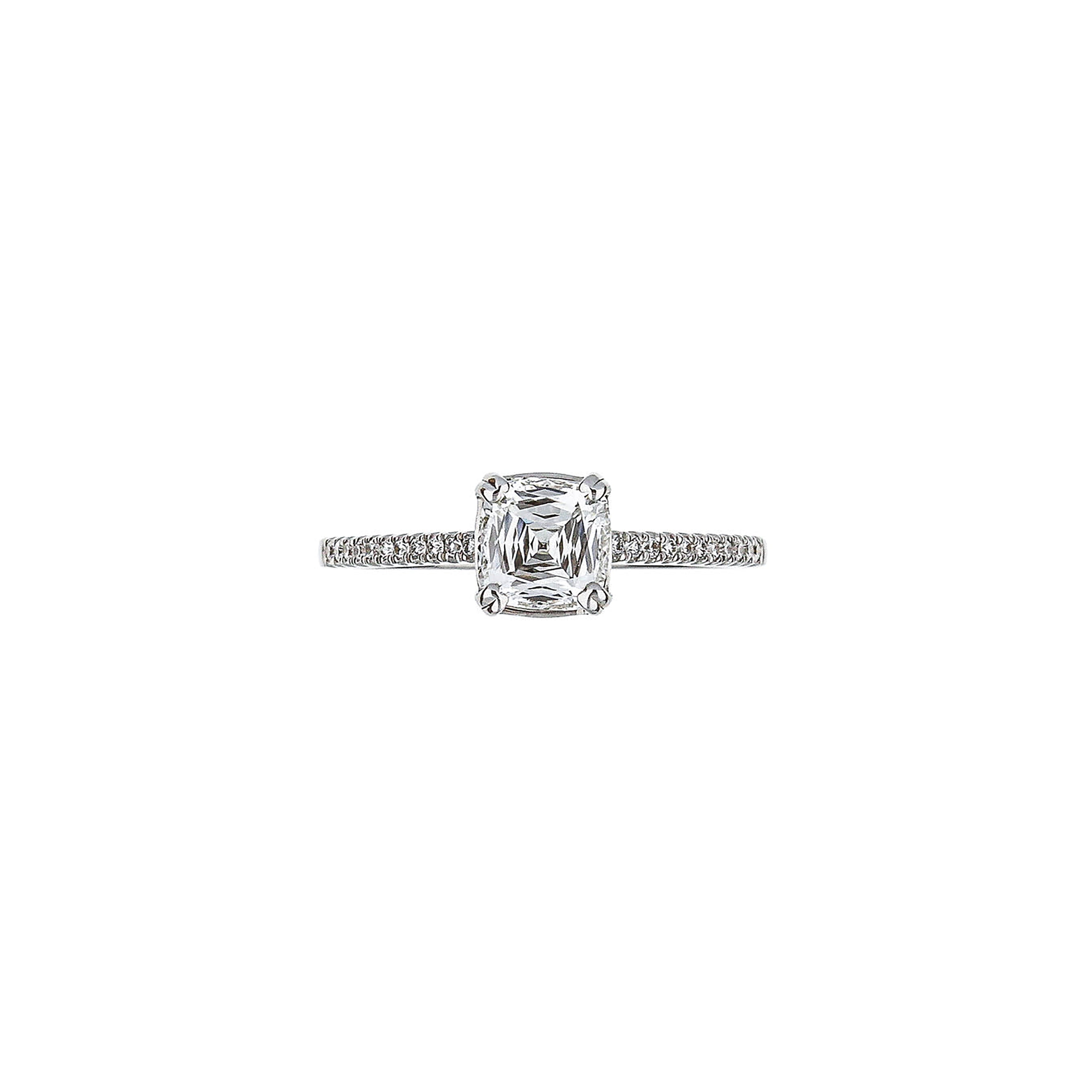 18K White Gold Cathedral Chris Cut Diamond Engagement Ring