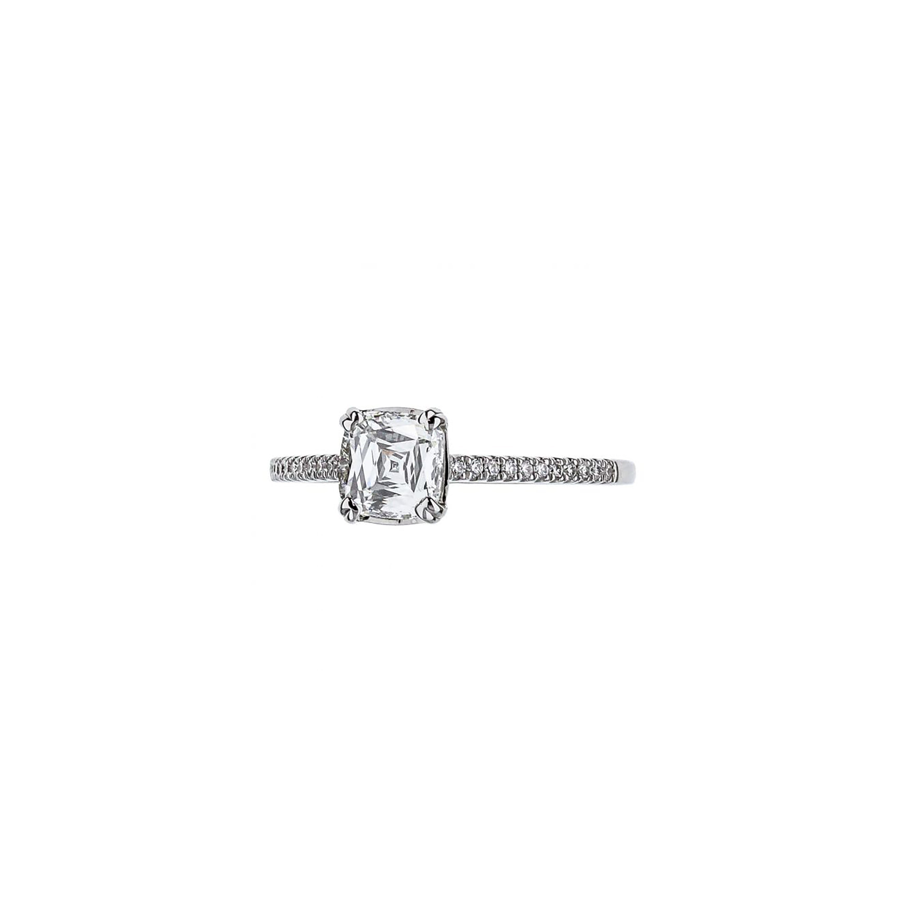 18K White Gold Cathedral Chris Cut Diamond Engagement Ring
