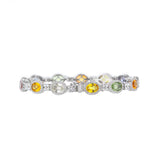 14K White Gold Diamond Multi-Color Sapphire Bracelet