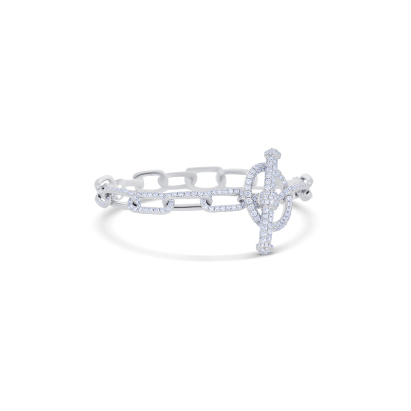 18K White Gold Diamond Lock Design Bracelet