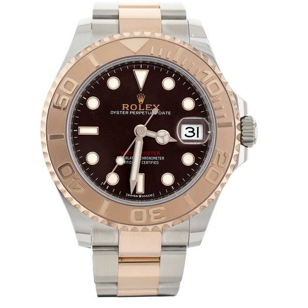 Rolex Yachmaster Brown Dial 18k Rose Gold & Steel Oyster 37mm 268621 Full Set