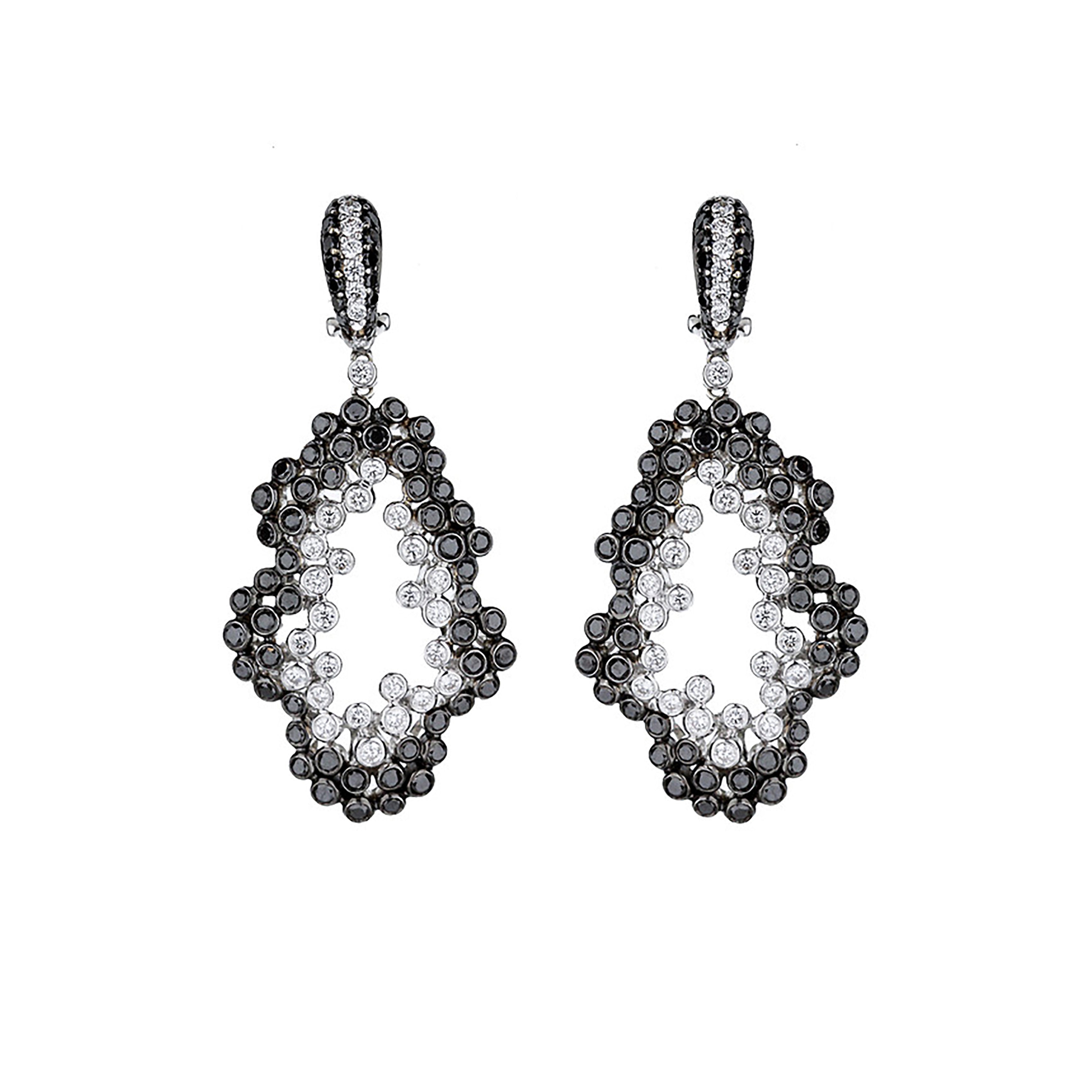 18K White Gold Black & White Diamond Cosmos Earrings