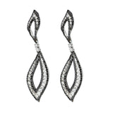 18K Whtie Gold Black & White Diamond Dancing Flame-Drop Earrings
