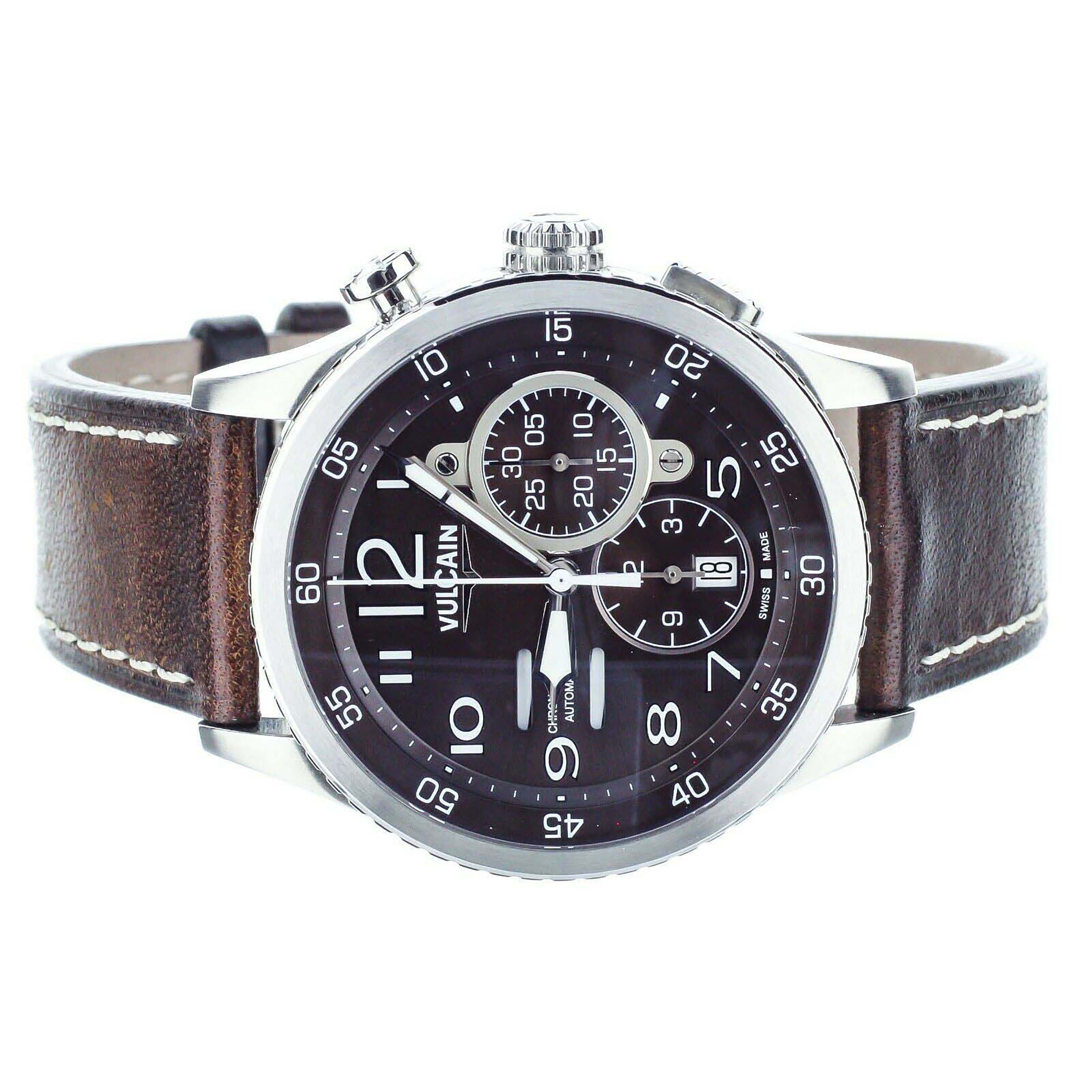 Vulcain Aviator Instrument Chronograph Black Dial 44.6mm 590163A47.BFC