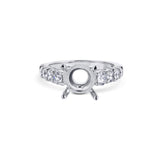 18K White Gold Mutual-Prong Round Diamond Accents Mounting For A Round Diamond