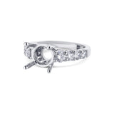 18K White Gold Mutual-Prong Round Diamond Accents Mounting For A Round Diamond
