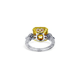 Fancy Light Yellow Radiant Diamond Halo Platinum Engagement Ring With Accent Kite-Cuts