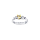 Platinum And 18K Yellow Gold Square Radiant-Cut Fancy Intense Yellow Diamond Engagement Ring With Hand-Engraving