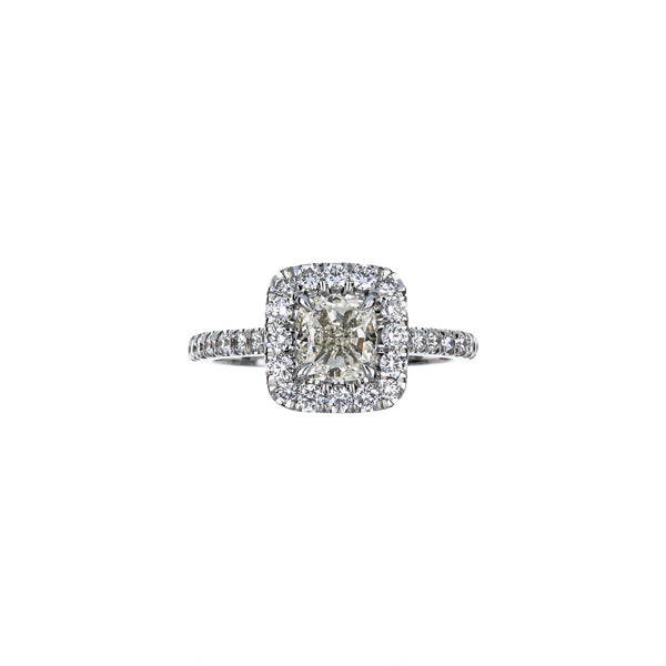 18K White Gold Cushion Cut Diamond Custom Engagement Ring
