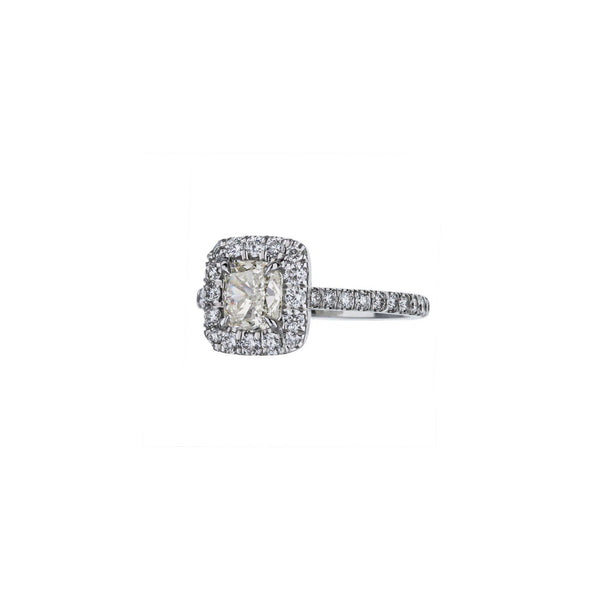 18K White Gold Cushion Cut Diamond Custom Engagement Ring