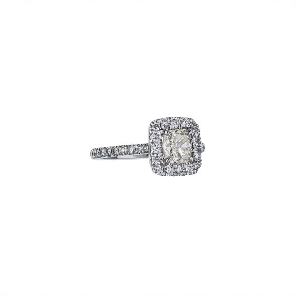 18K White Gold Cushion Cut Diamond Custom Engagement Ring