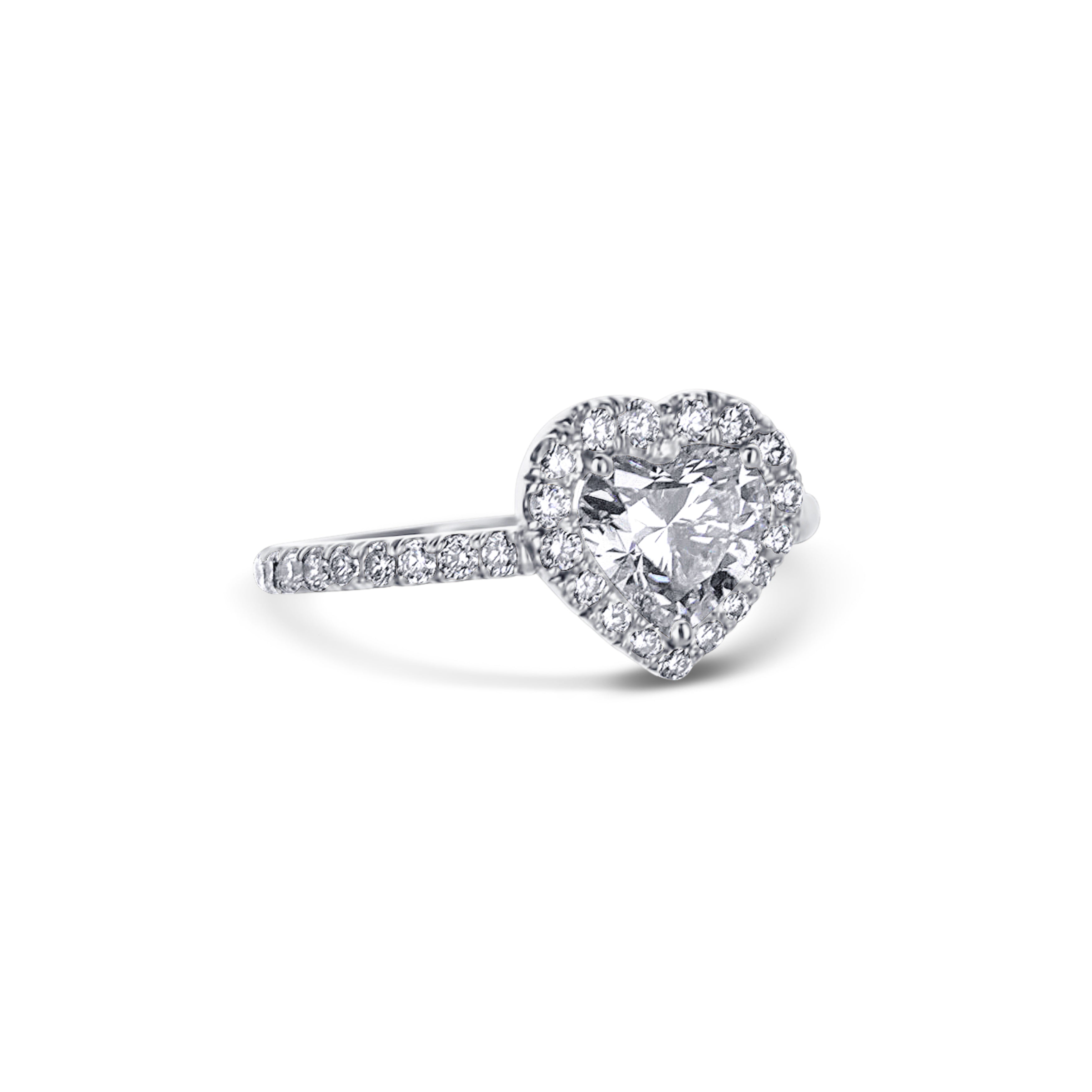 Two-Tone Diamond Halo Heart Engagement Ring