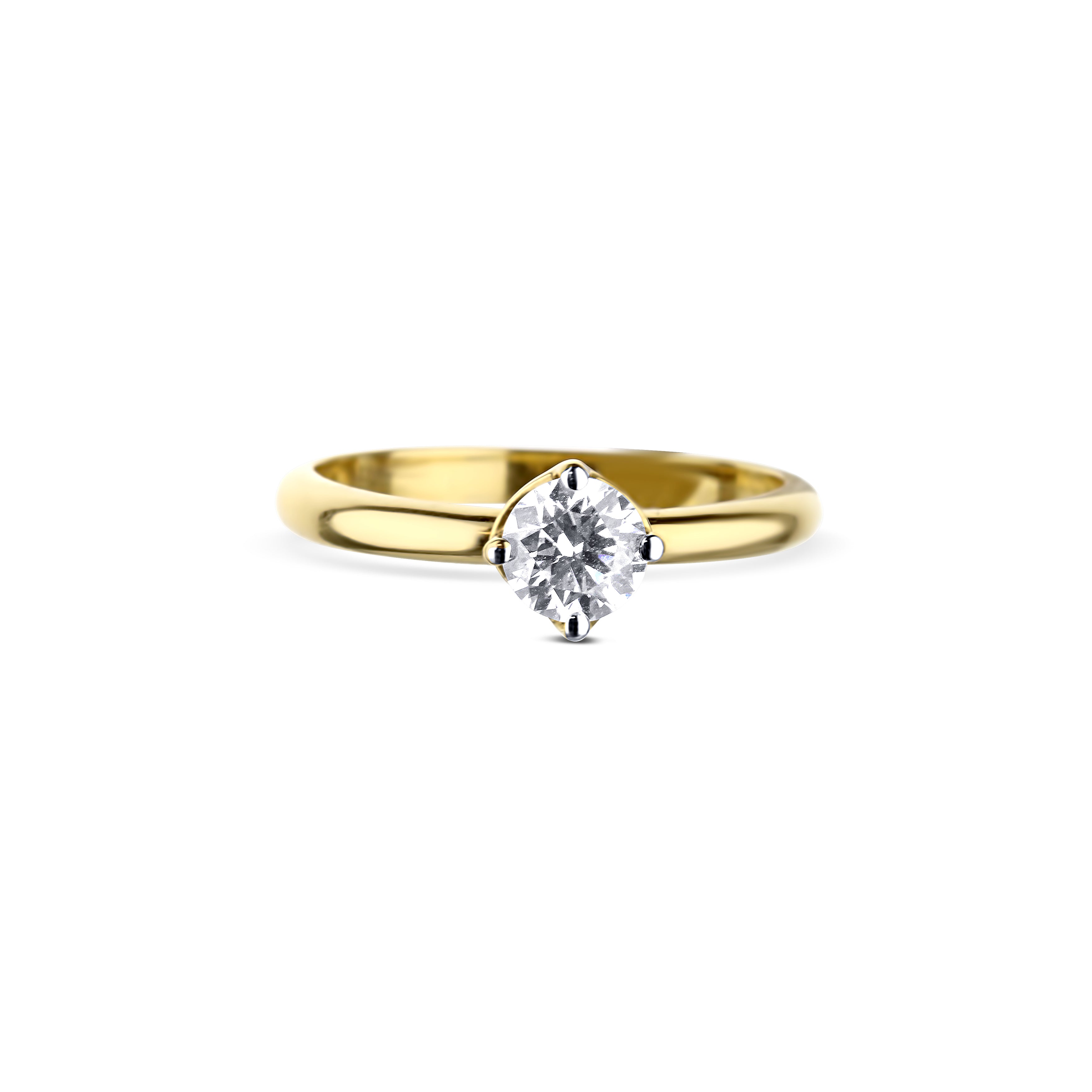 18K Yellow Gold Solitaire Diamond Engagement Ring Gia & Igi Graded