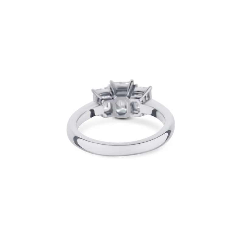 Platinum Emerald Cut Diamond 3 Stone Engagement Ring