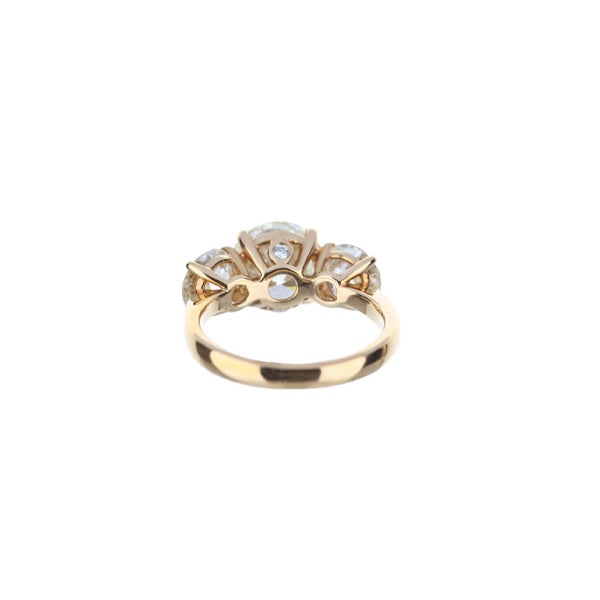 18K Rose Gold Three Stone Round Diamond Engagement Ring