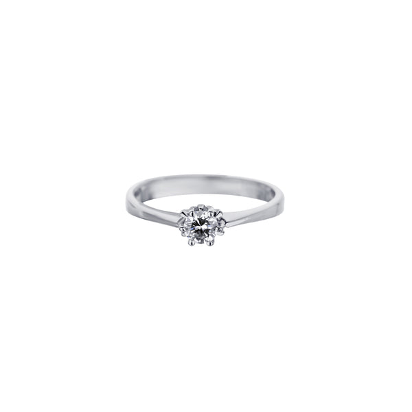 14K White Gold Round Cut Solitaire Engagement Ring