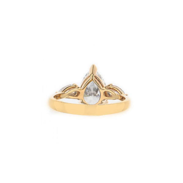 18K Rose Gold Pear Shaped Three Stone Engagement Ring