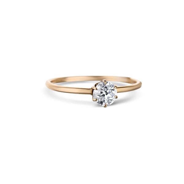 14K Rose Gold Old Euro Cut Diamond Solitaire