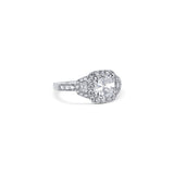 Platinum Princess Cut And Trapezoid Cut Diamond Halo Engagement Ring