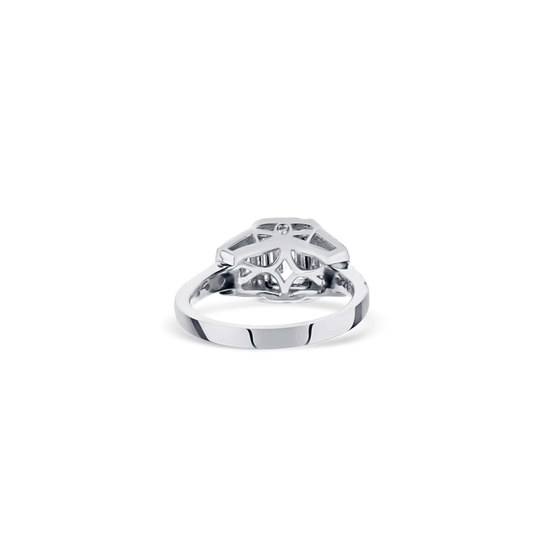 Platinum Princess Cut And Trapezoid Cut Diamond Halo Engagement Ring