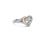Platinum And Rose Gold Heart Diamond Halo Engagement Ring