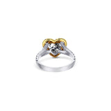 Platinum And Rose Gold Heart Diamond Halo Engagement Ring