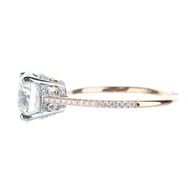 18K Rose Gold Round Diamond Engagement Ring With Round Diamond Accents