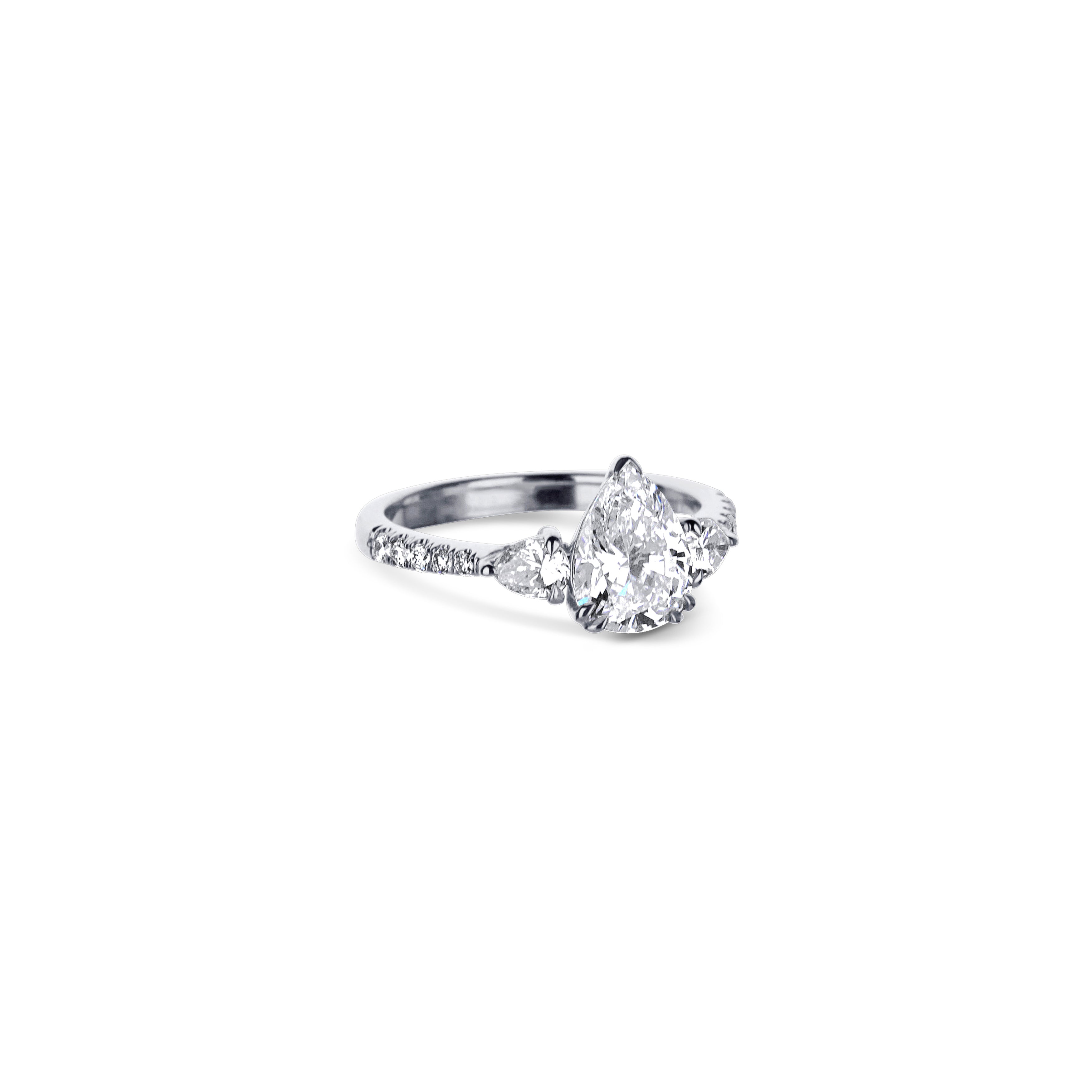 18K White Gold Pear Shaped Diamond Engagement Ring