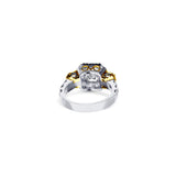 Platinum Emerald Cut Diamond Engagement Ring With Cushion Side Yellow Diamond And Halo