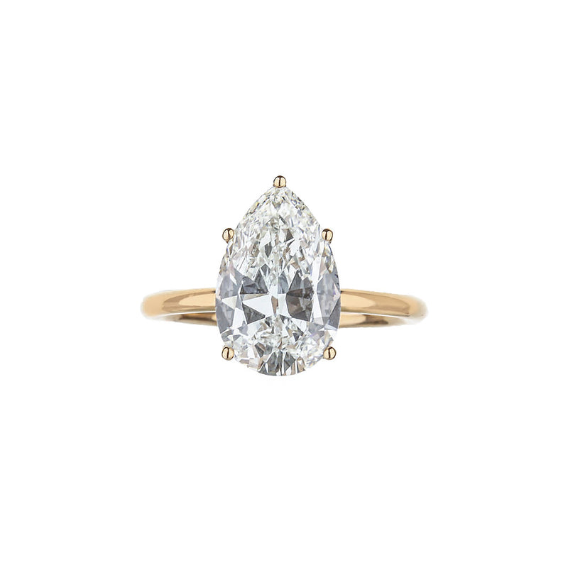 18K Rose Gold Solitaire Pear Diamond Engagement Ring
