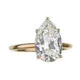 18K Rose Gold Solitaire Pear Diamond Engagement Ring